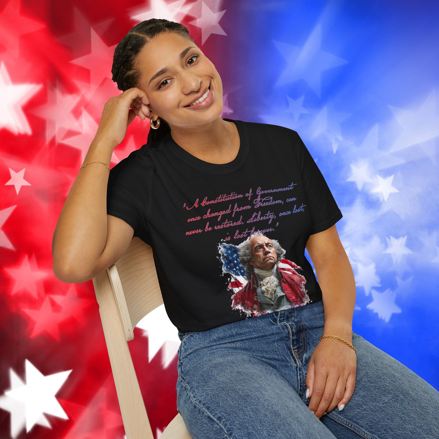 John Adams Style 1 - Independence Day - Softstyle Unisex T-Shirt