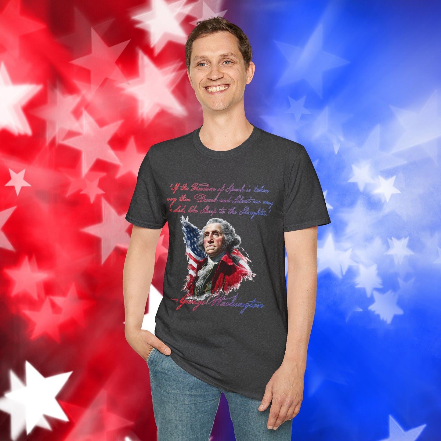 George Washington Style 1 - Independence Day - Softstyle Unisex T-Shirt