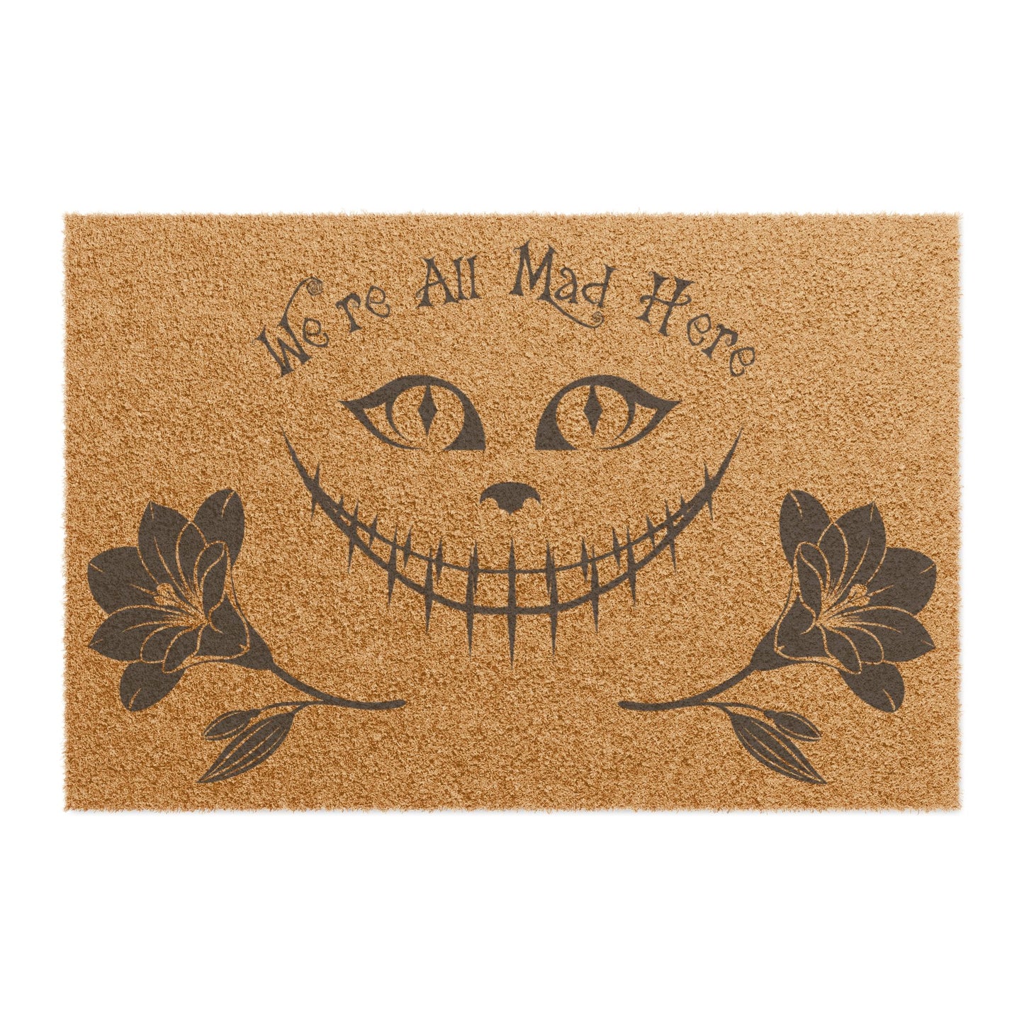 "We're All Mad Here" - Whimsical Cat Welcome Doormat