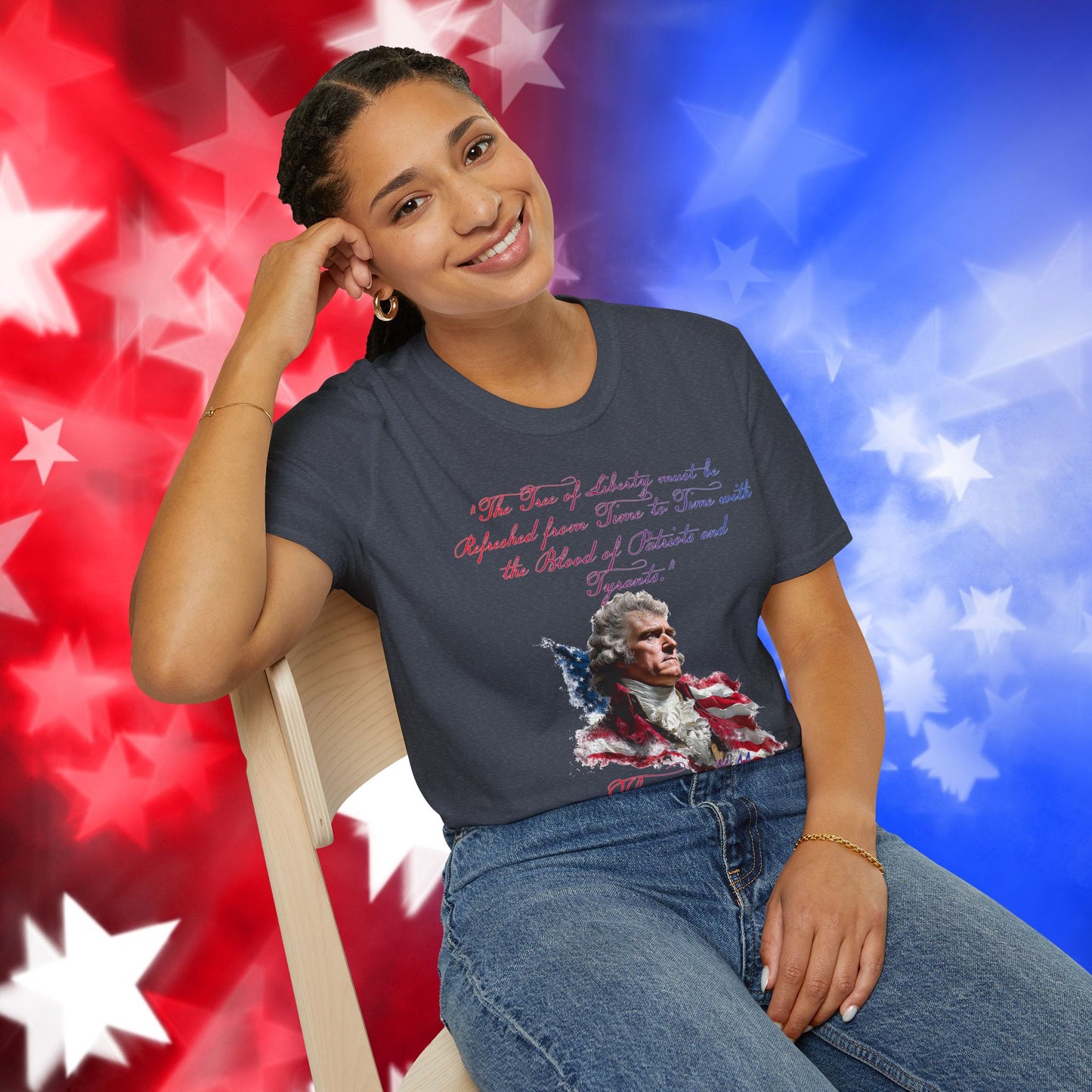 Thomas Jefferson Style 1 - Independence Day - Softstyle Unisex T-Shirt