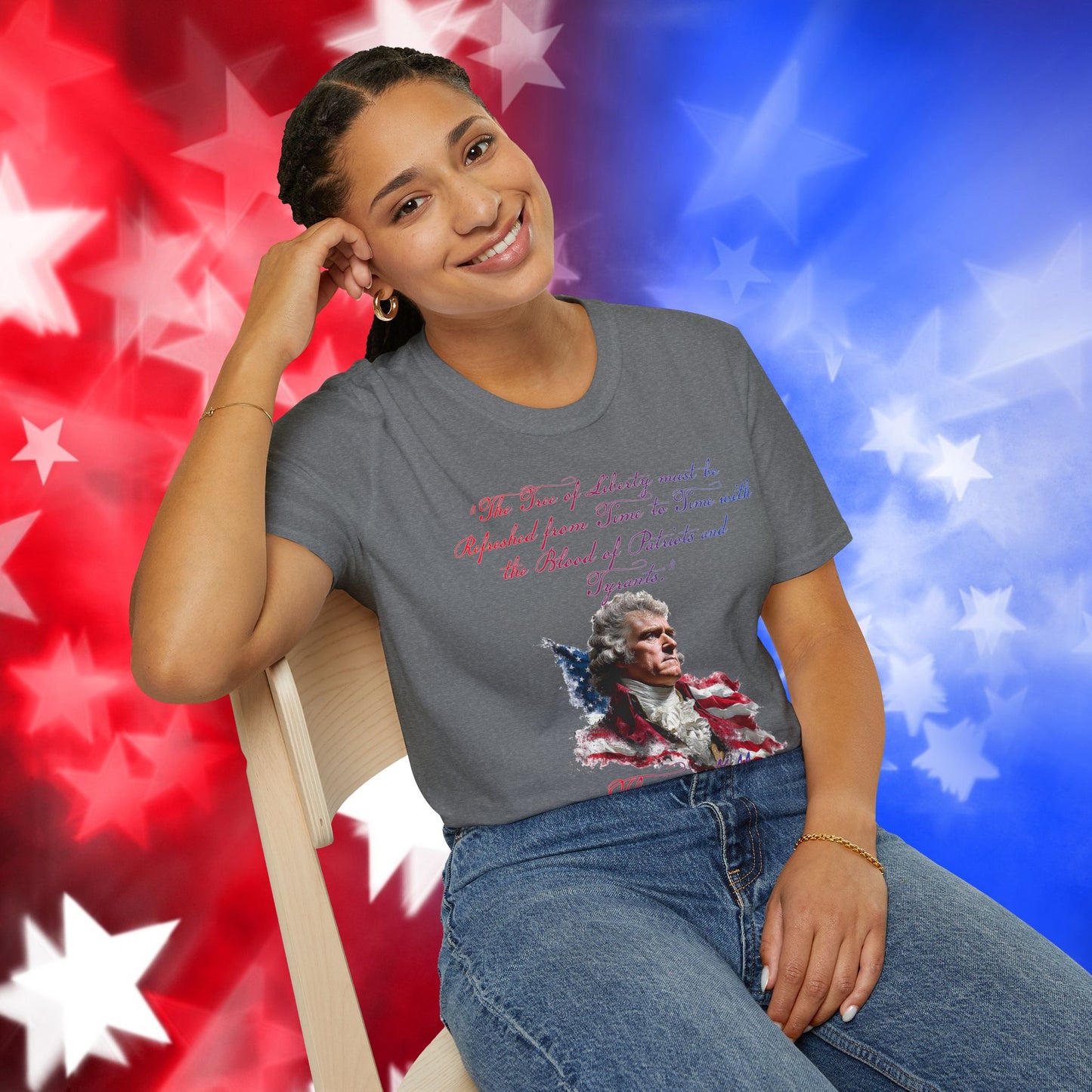 Thomas Jefferson Style 1 - Independence Day - Softstyle Unisex T-Shirt