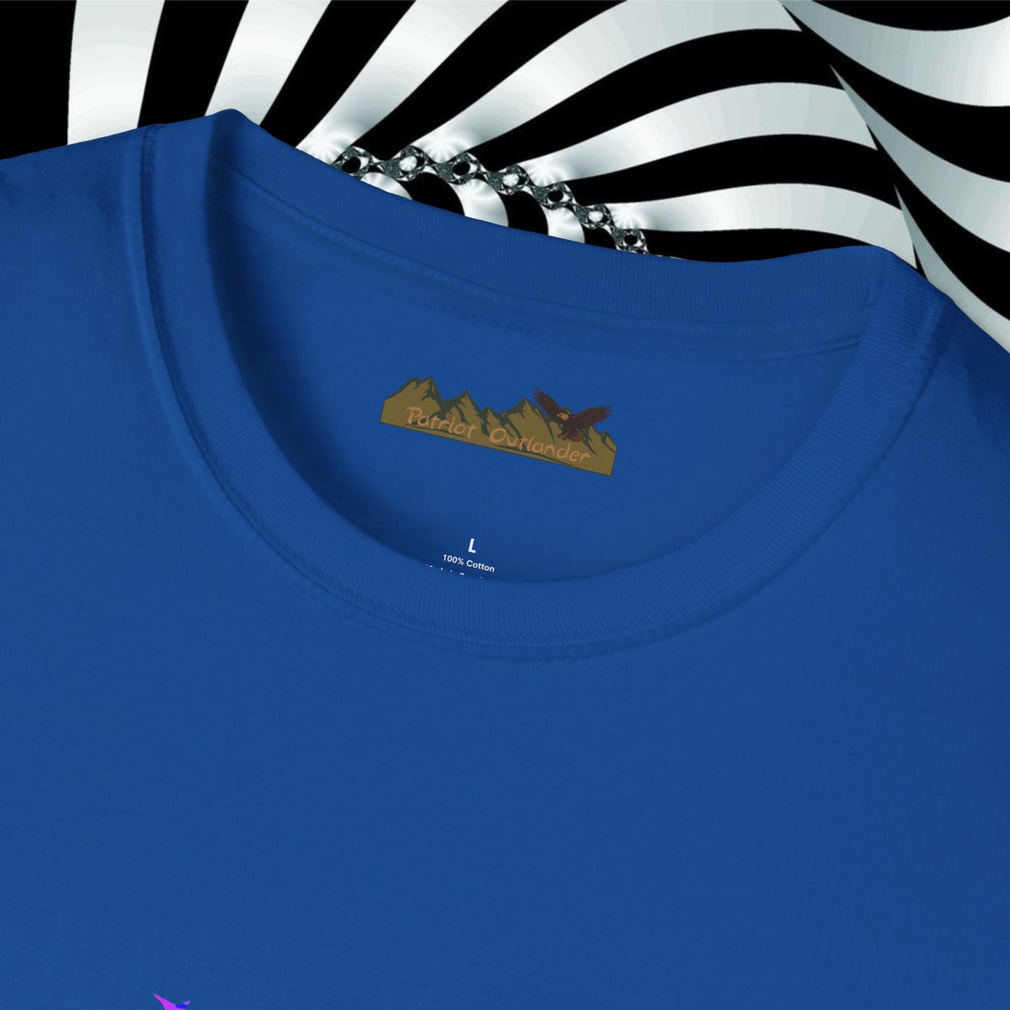 "We're All Mad Here" (Purple/Blue) Cheshire Cat Design - Unisex Softstyle T-Shirt