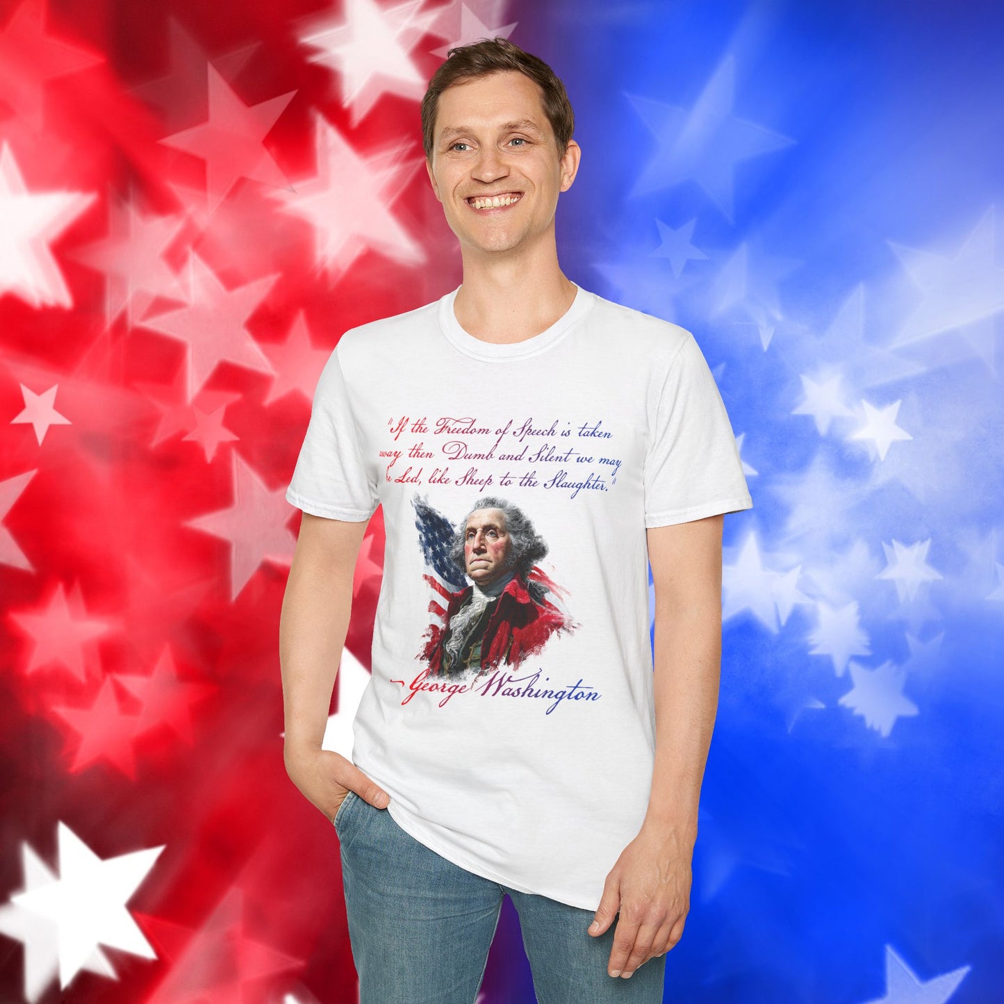 George Washington Style 1 - Independence Day - Softstyle Unisex T-Shirt