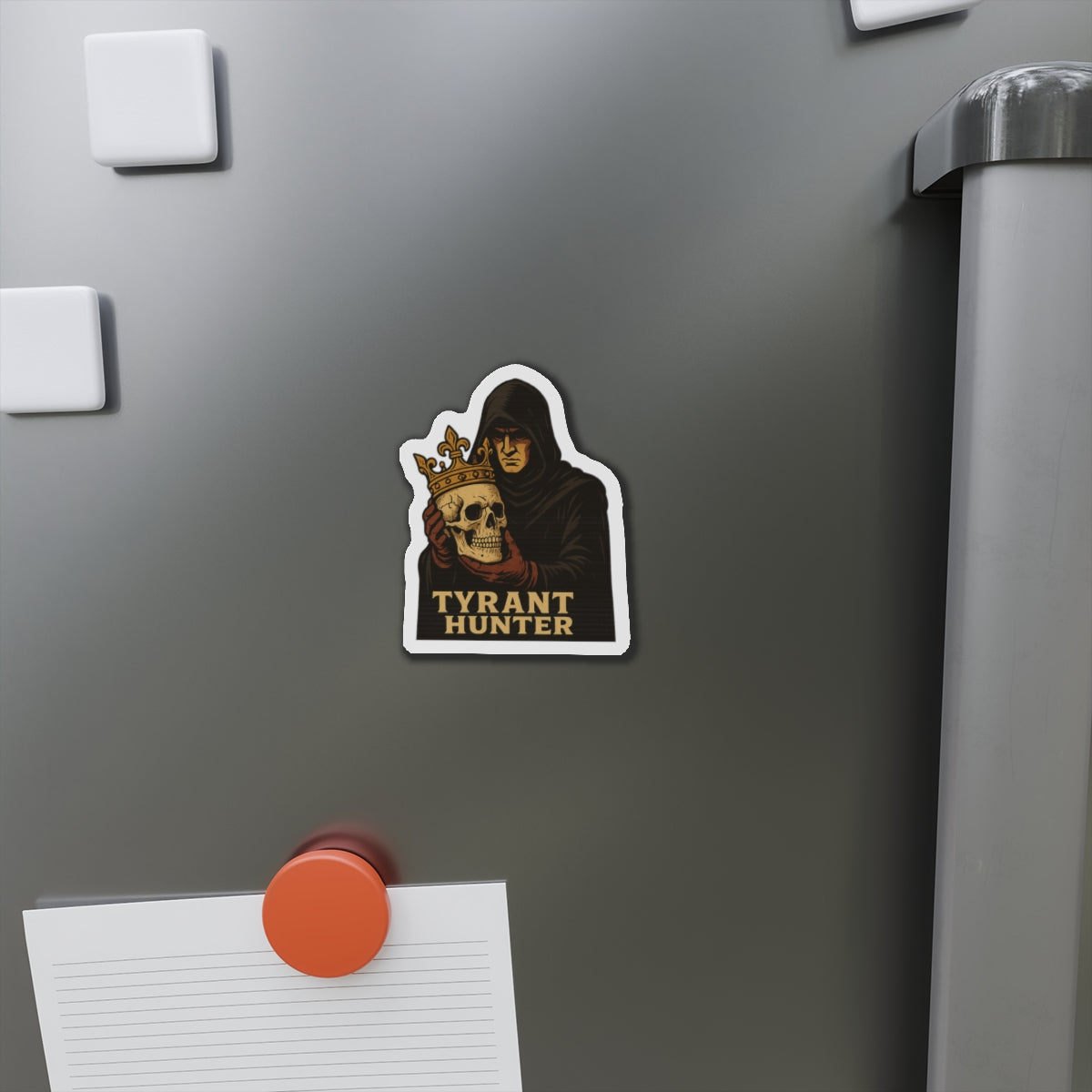 "Tyrant Hunter" - Die-Cut Magnet – Bold Design for Dark Aesthetics