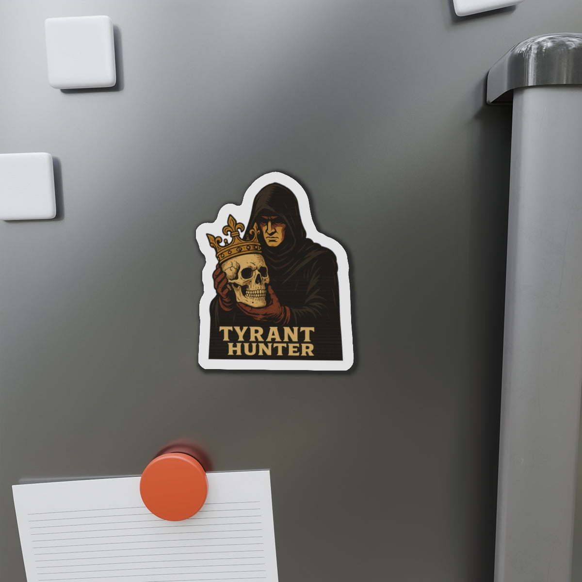 "Tyrant Hunter" - Die-Cut Magnet – Bold Design for Dark Aesthetics