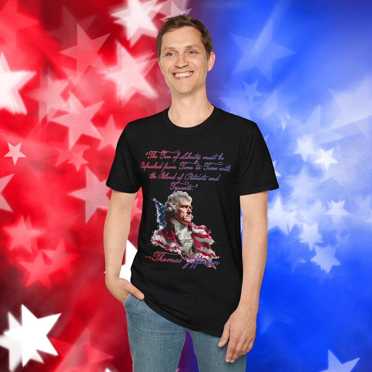 Thomas Jefferson Style 1 - Independence Day - Softstyle Unisex T-Shirt
