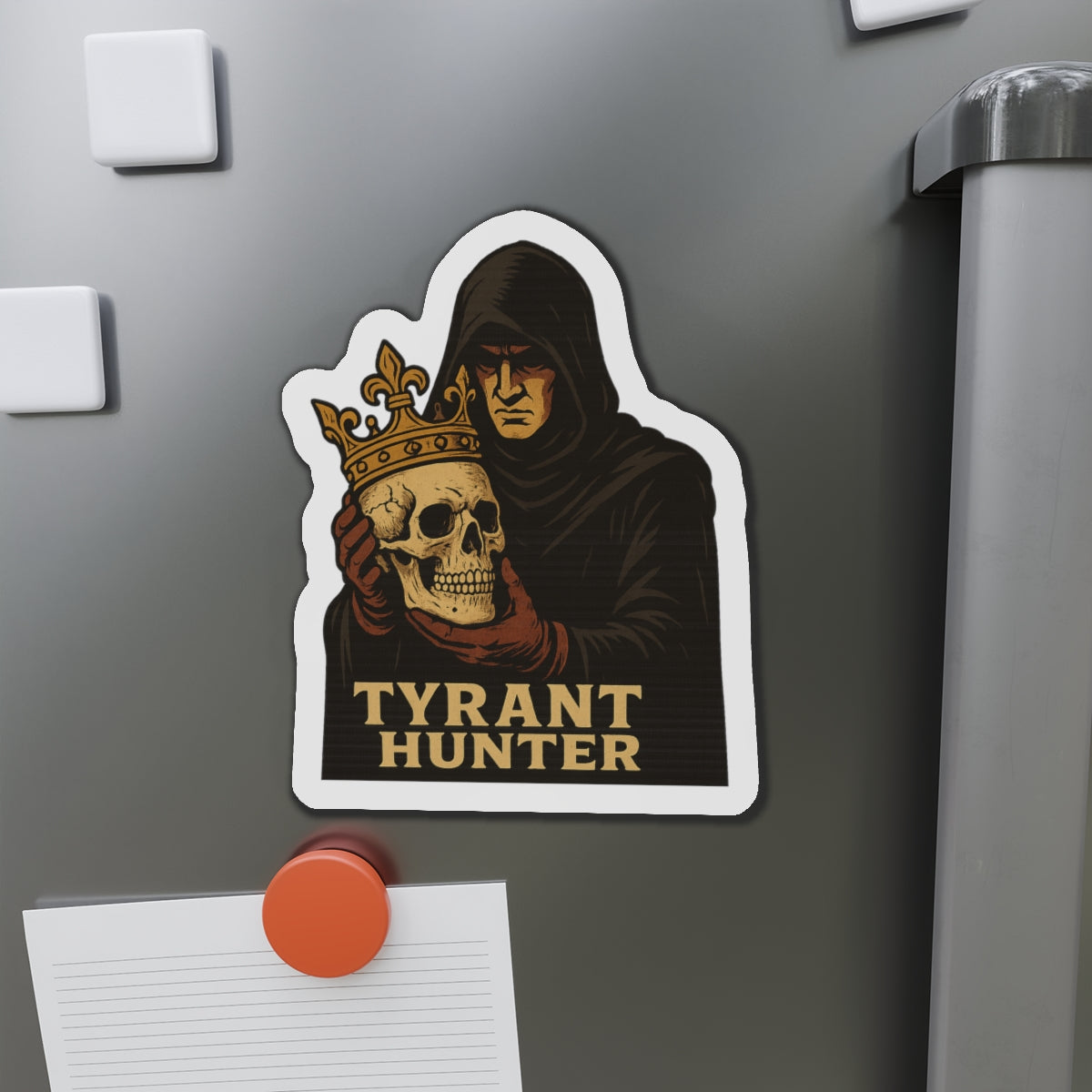 "Tyrant Hunter" - Die-Cut Magnet – Bold Design for Dark Aesthetics