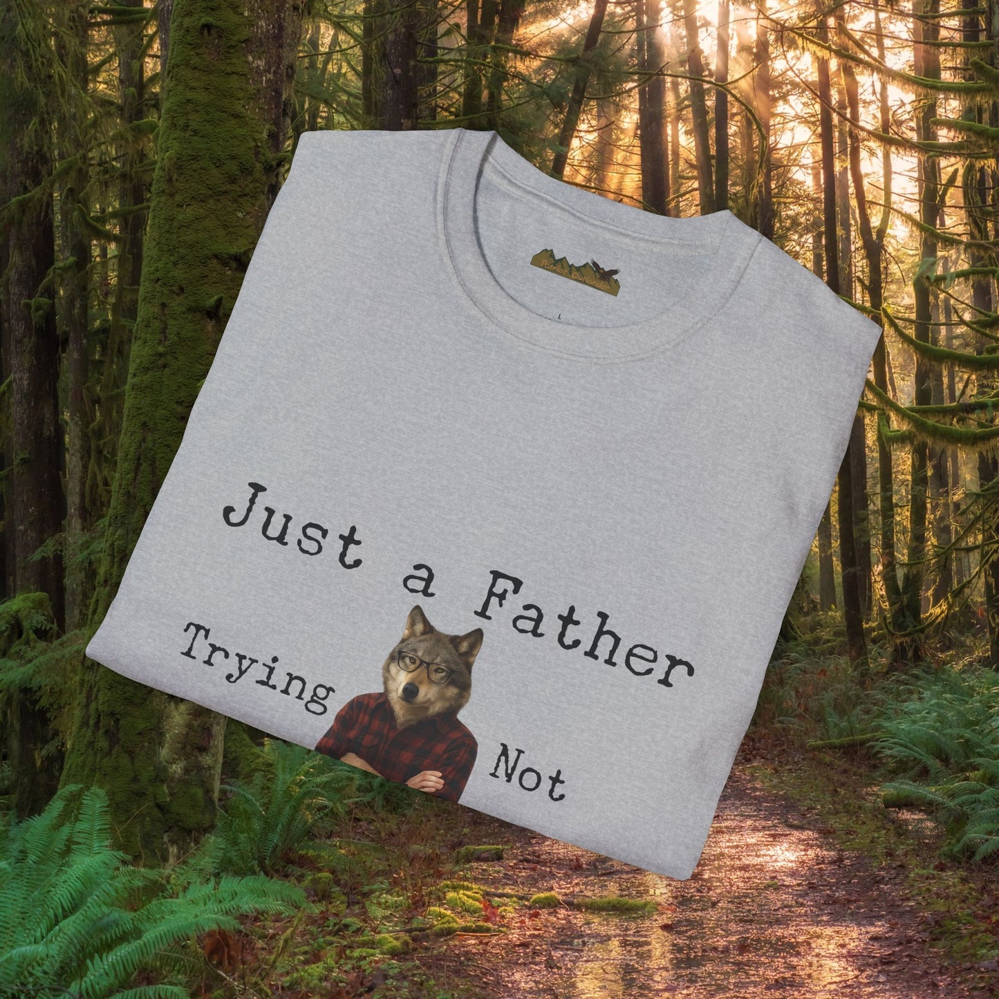 "Just a Father Trying Not to Raise Sheep" - Unisex Softstyle T-Shirt, Funny Dad Gift