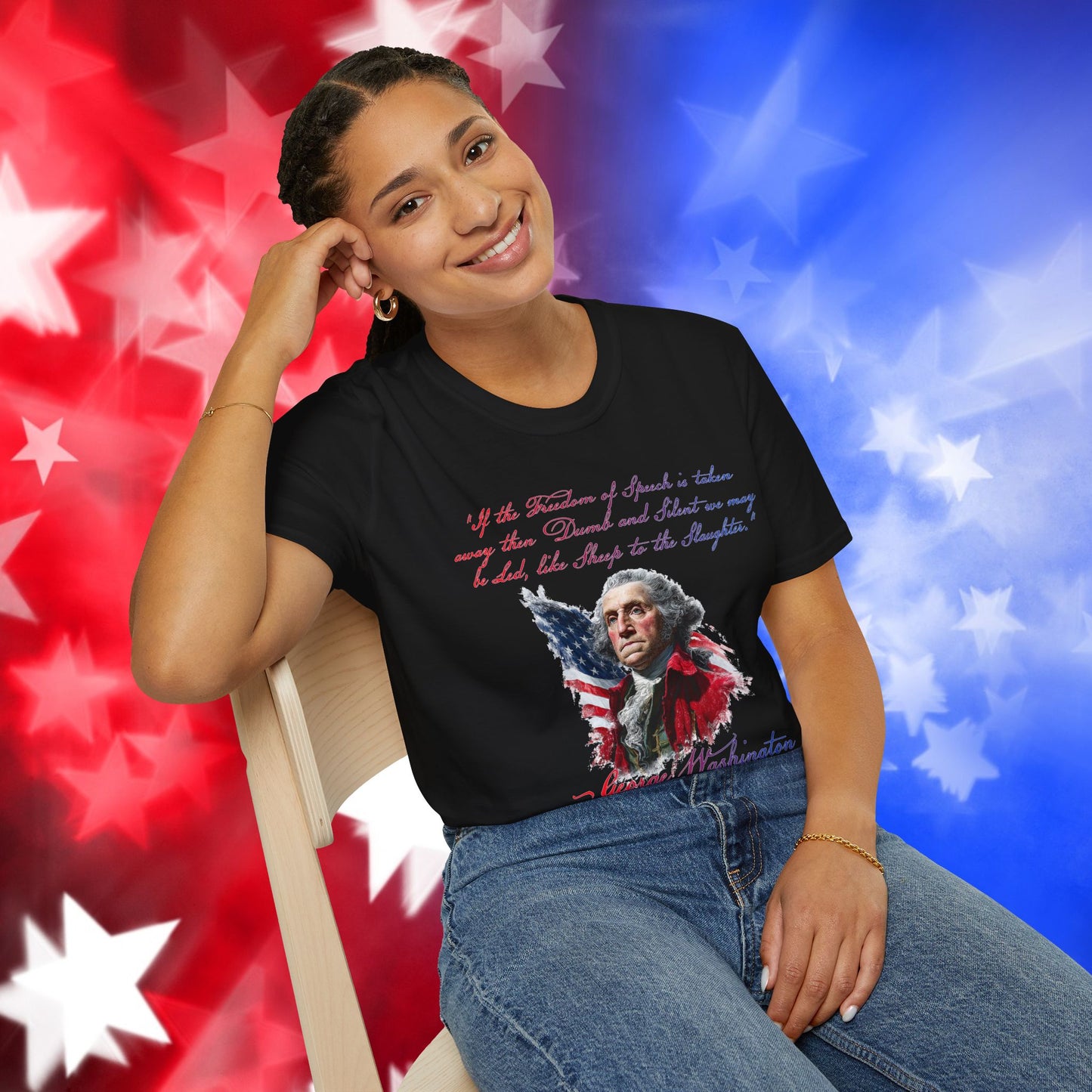 George Washington Style 1 - Independence Day - Softstyle Unisex T-Shirt