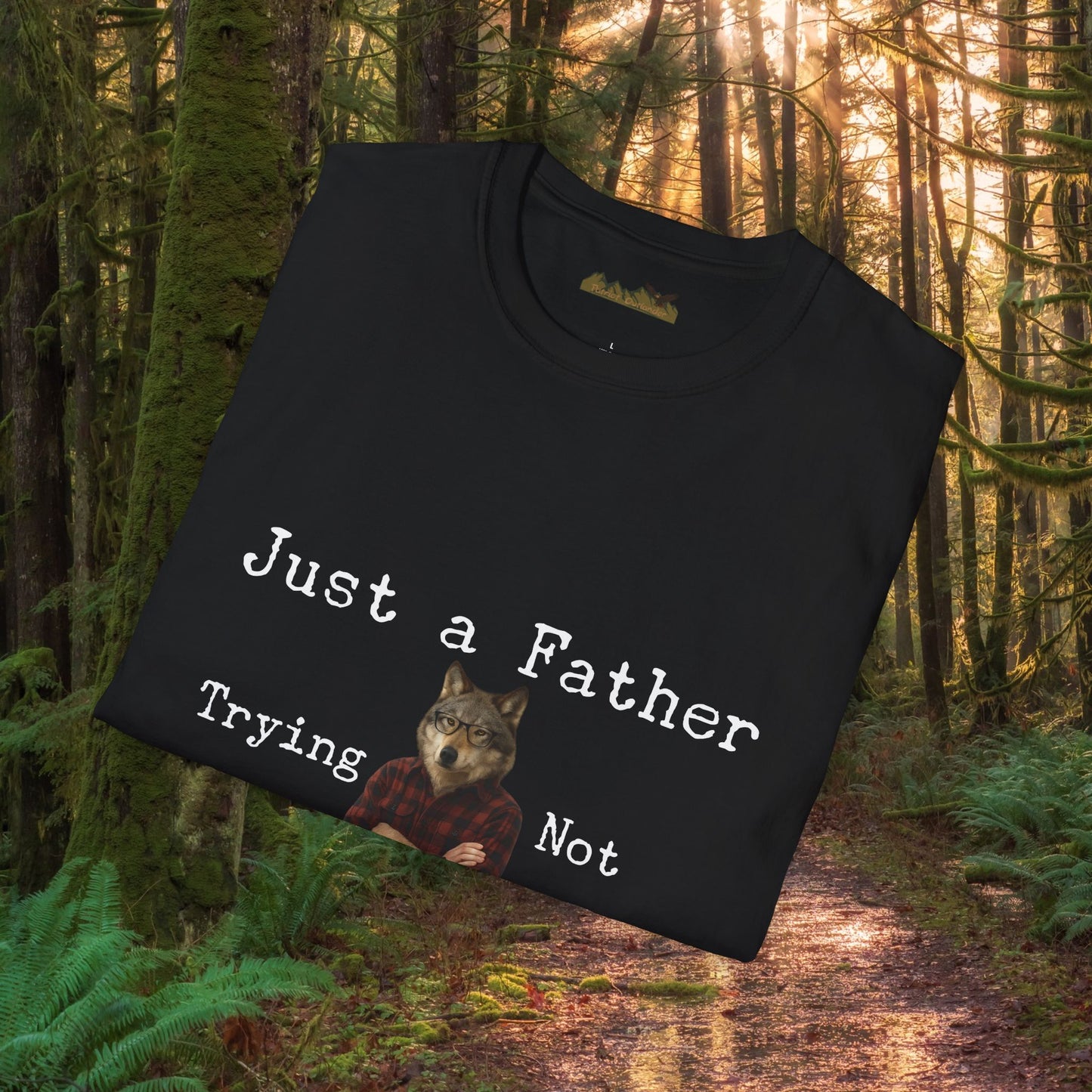 "Just a Father Trying Not to Raise Sheep" - Unisex Softstyle T-Shirt, Funny Dad Gift