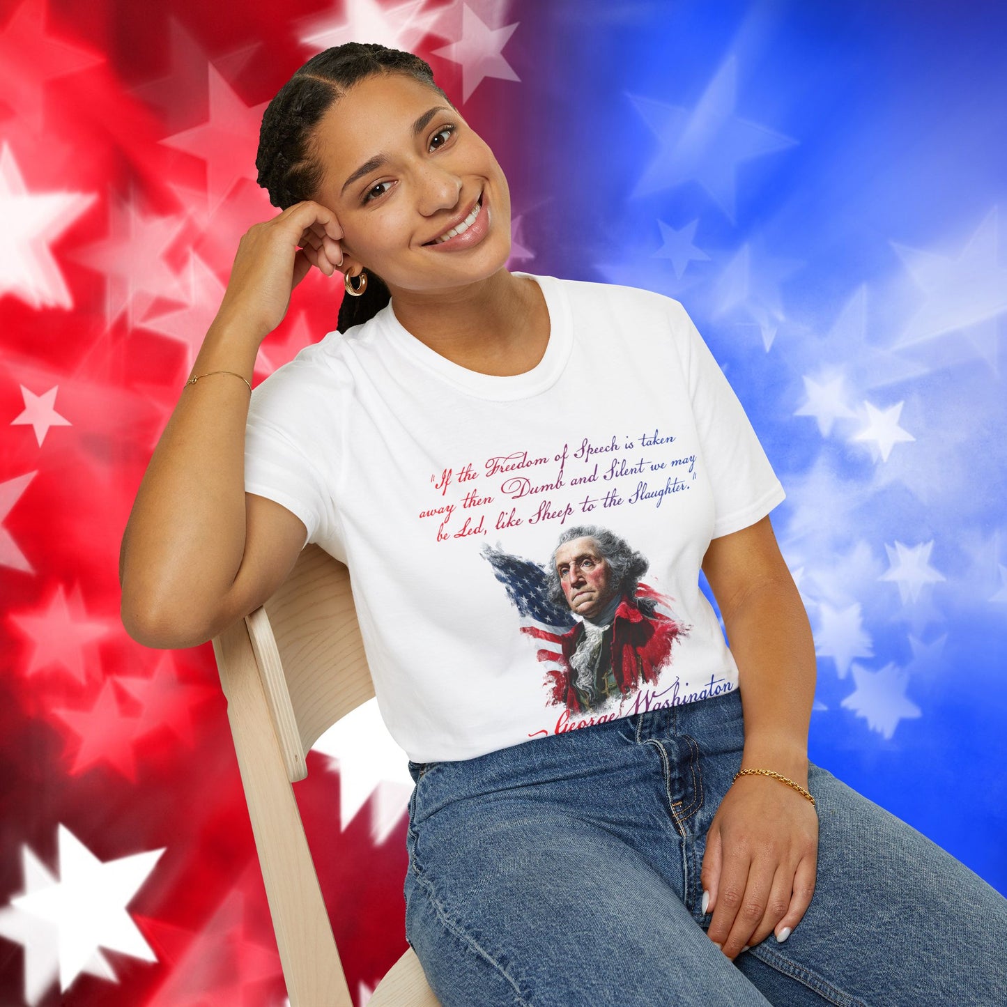 George Washington Style 1 - Independence Day - Softstyle Unisex T-Shirt