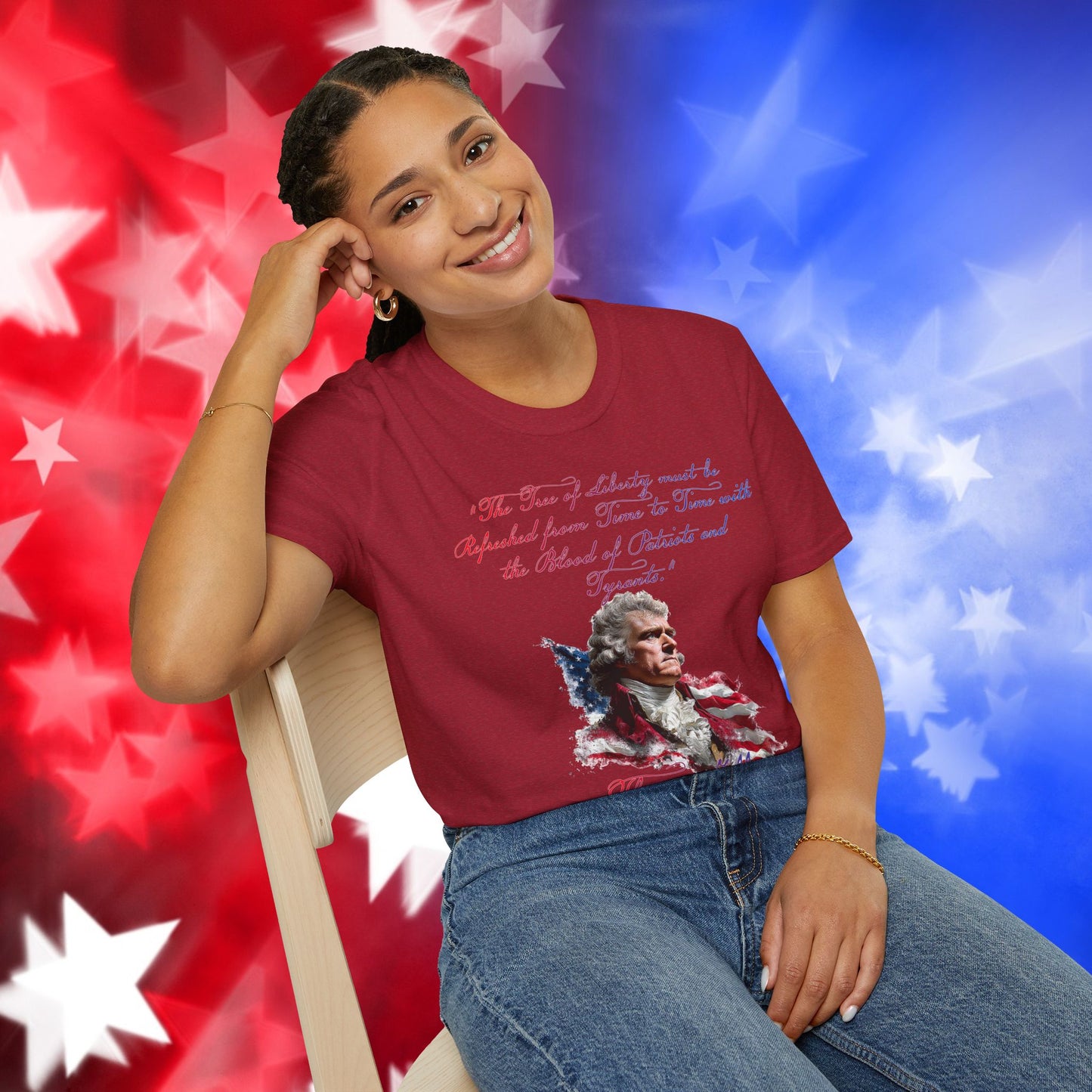 Thomas Jefferson Style 1 - Independence Day - Softstyle Unisex T-Shirt