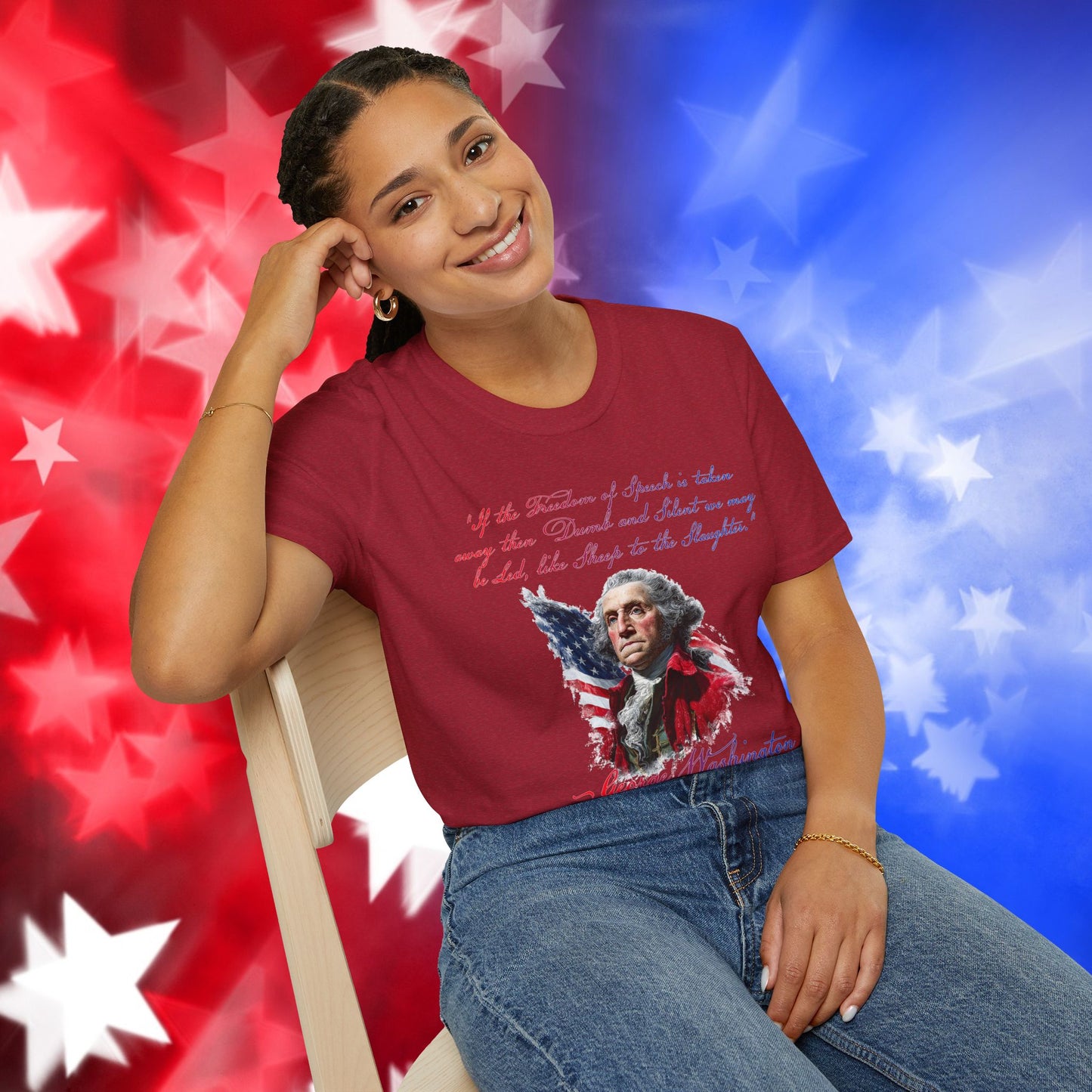George Washington Style 1 - Independence Day - Softstyle Unisex T-Shirt