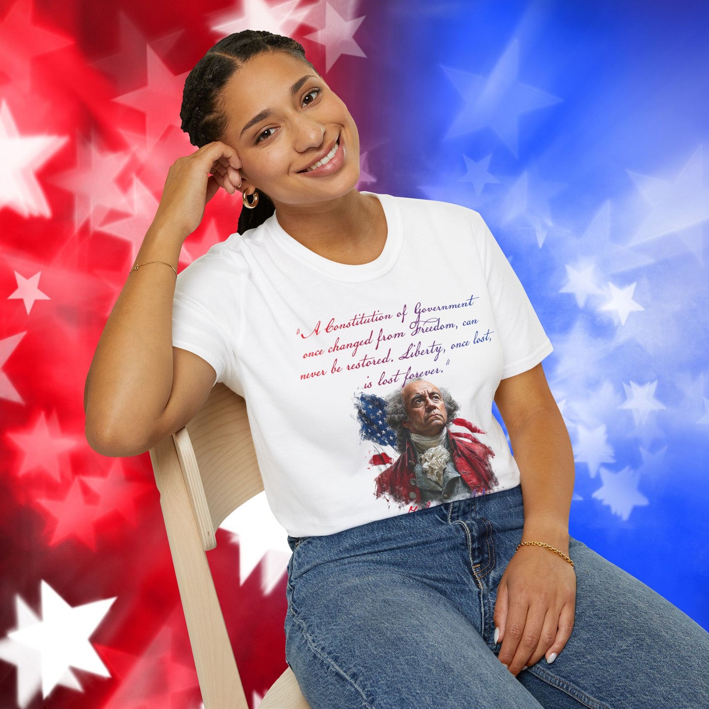 John Adams Style 1 - Independence Day - Softstyle Unisex T-Shirt