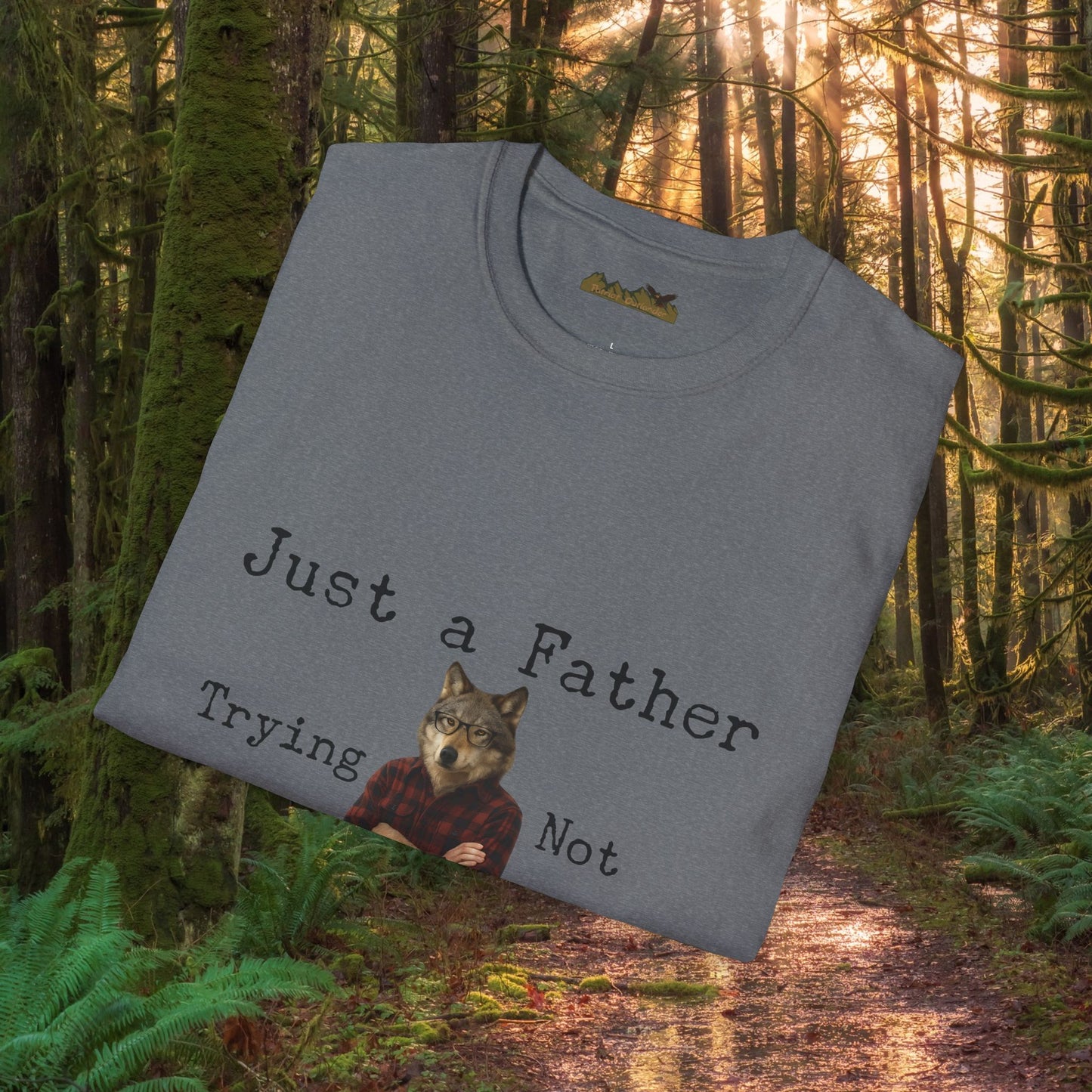 "Just a Father Trying Not to Raise Sheep" - Unisex Softstyle T-Shirt, Funny Dad Gift