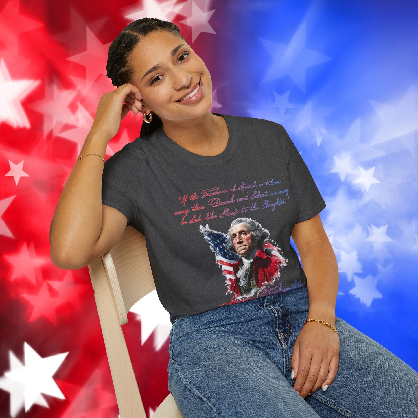 George Washington Style 1 - Independence Day - Softstyle Unisex T-Shirt
