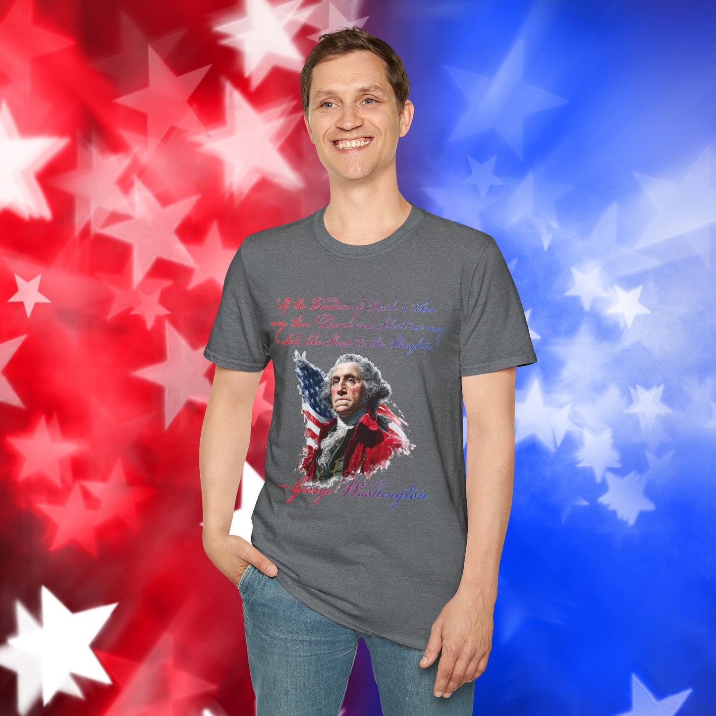 George Washington Style 1 - Independence Day - Softstyle Unisex T-Shirt
