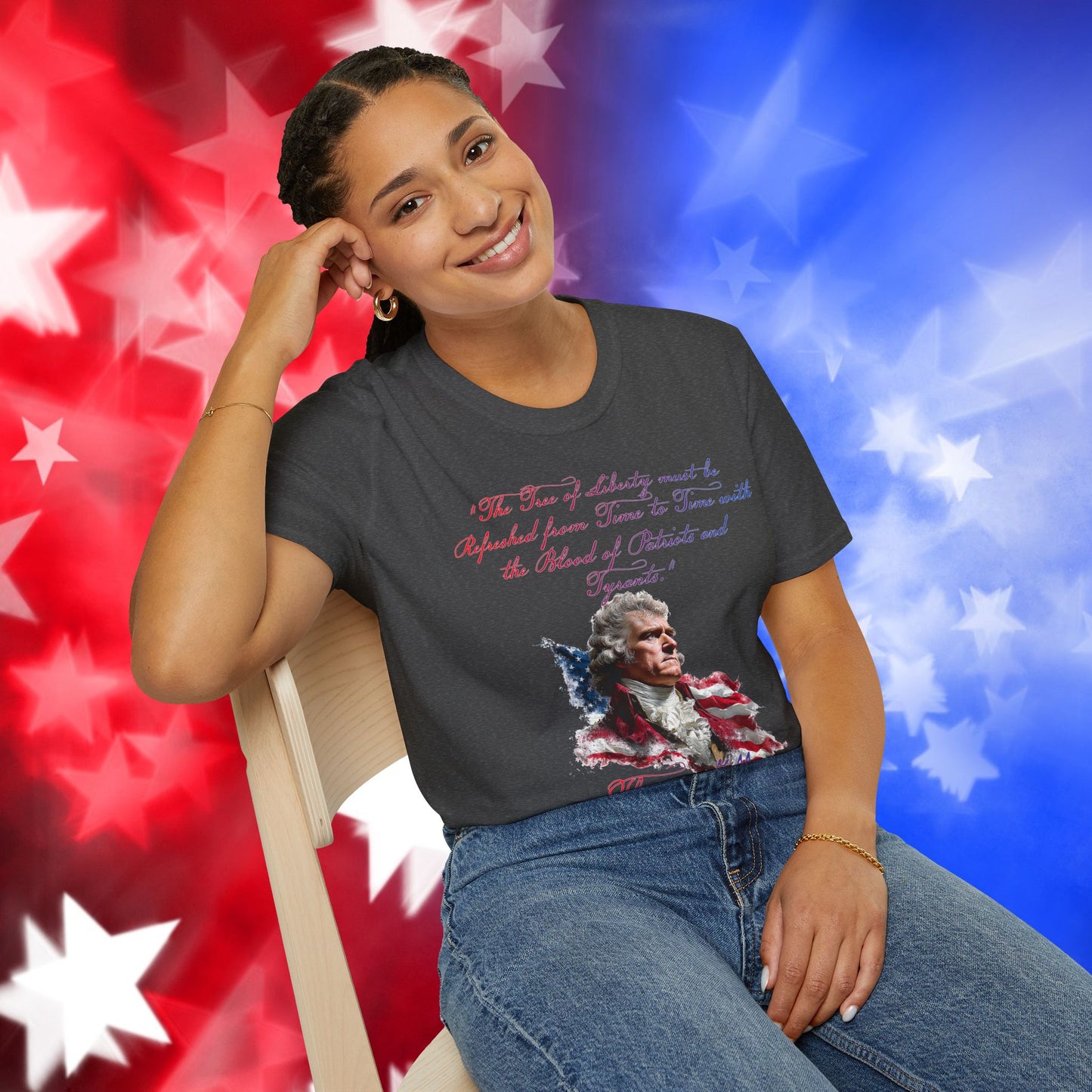 Thomas Jefferson Style 1 - Independence Day - Softstyle Unisex T-Shirt