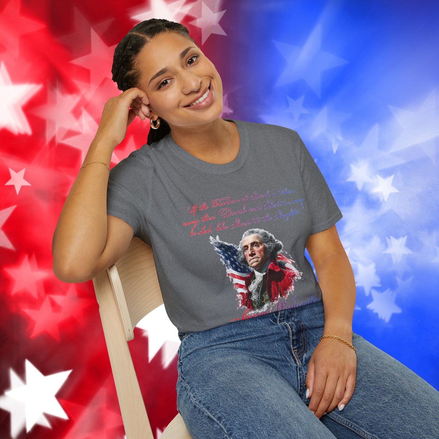 George Washington Style 1 - Independence Day - Softstyle Unisex T-Shirt