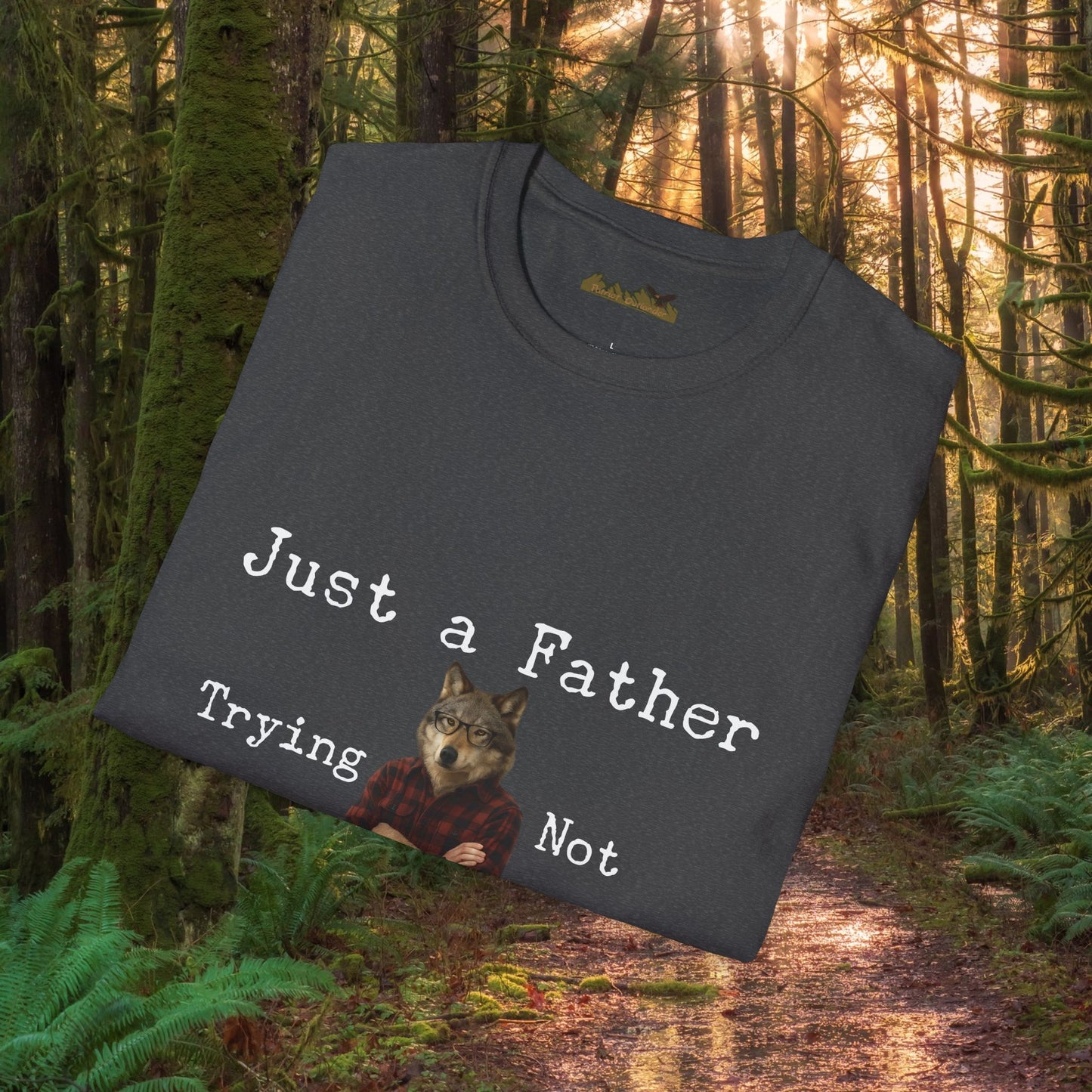 "Just a Father Trying Not to Raise Sheep" - Unisex Softstyle T-Shirt, Funny Dad Gift