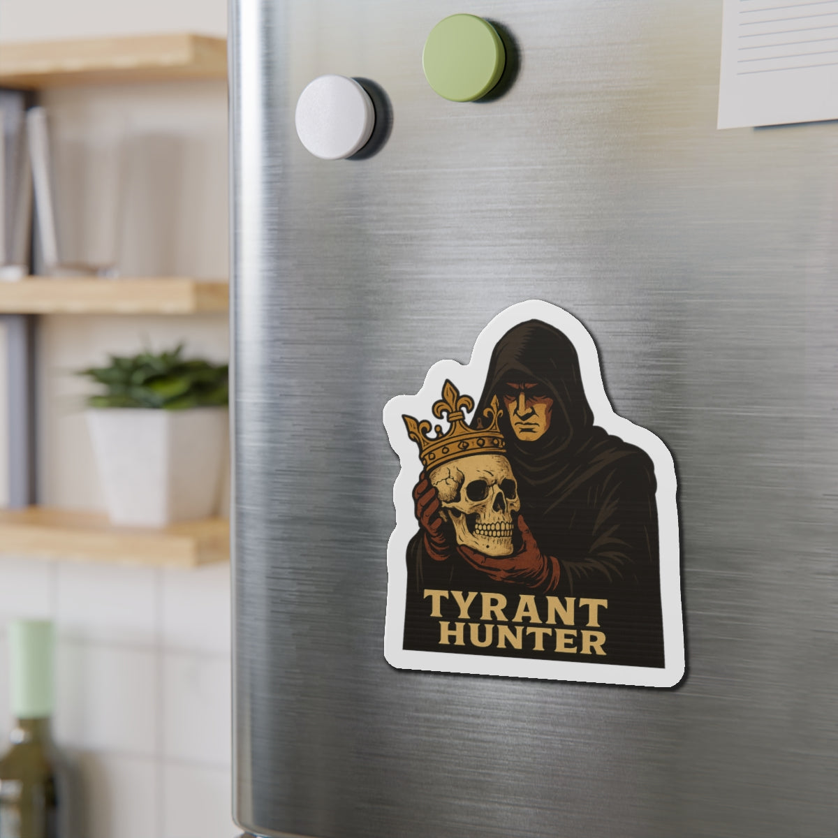 "Tyrant Hunter" - Die-Cut Magnet – Bold Design for Dark Aesthetics