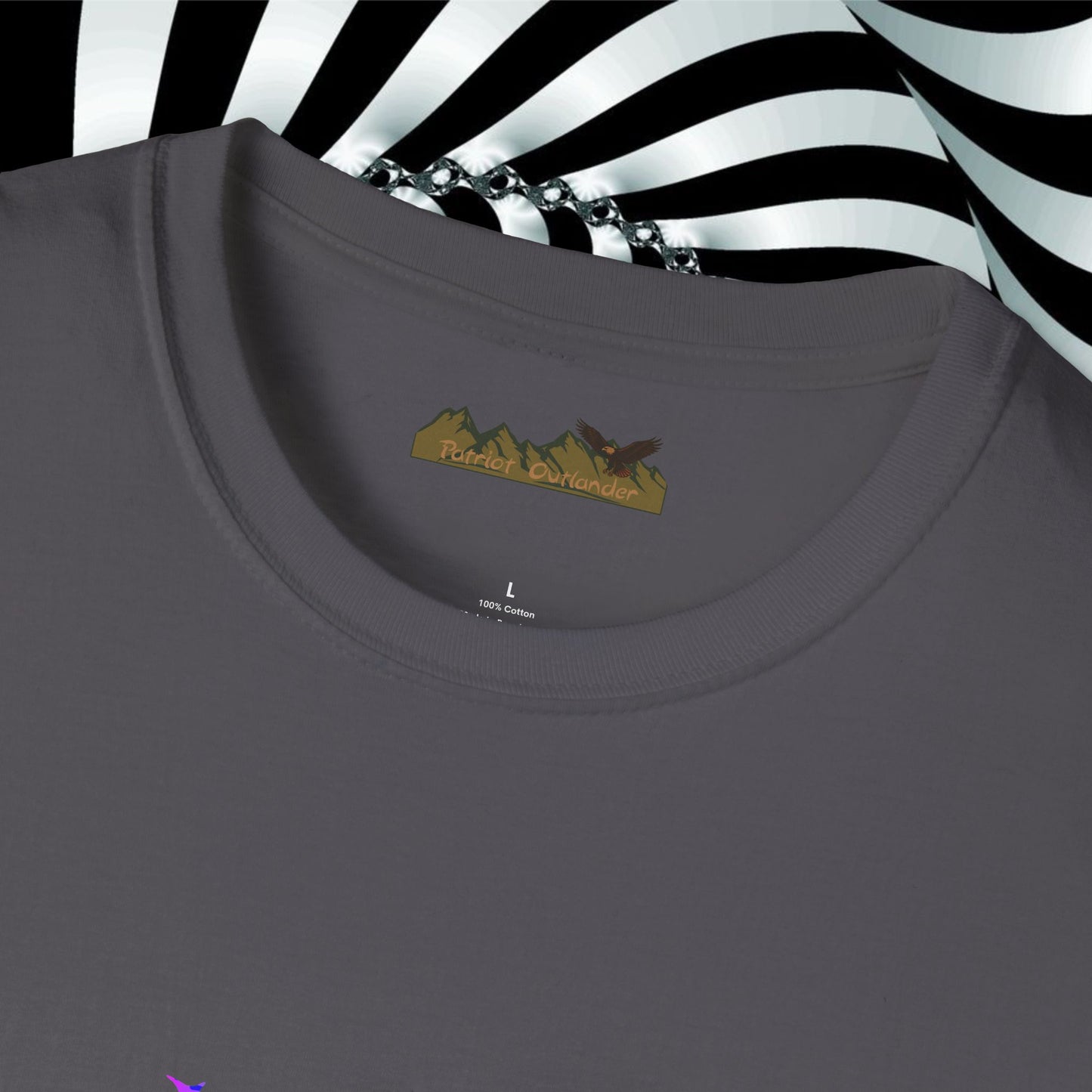 "We're All Mad Here" (Purple/Blue) Cheshire Cat Design - Unisex Softstyle T-Shirt