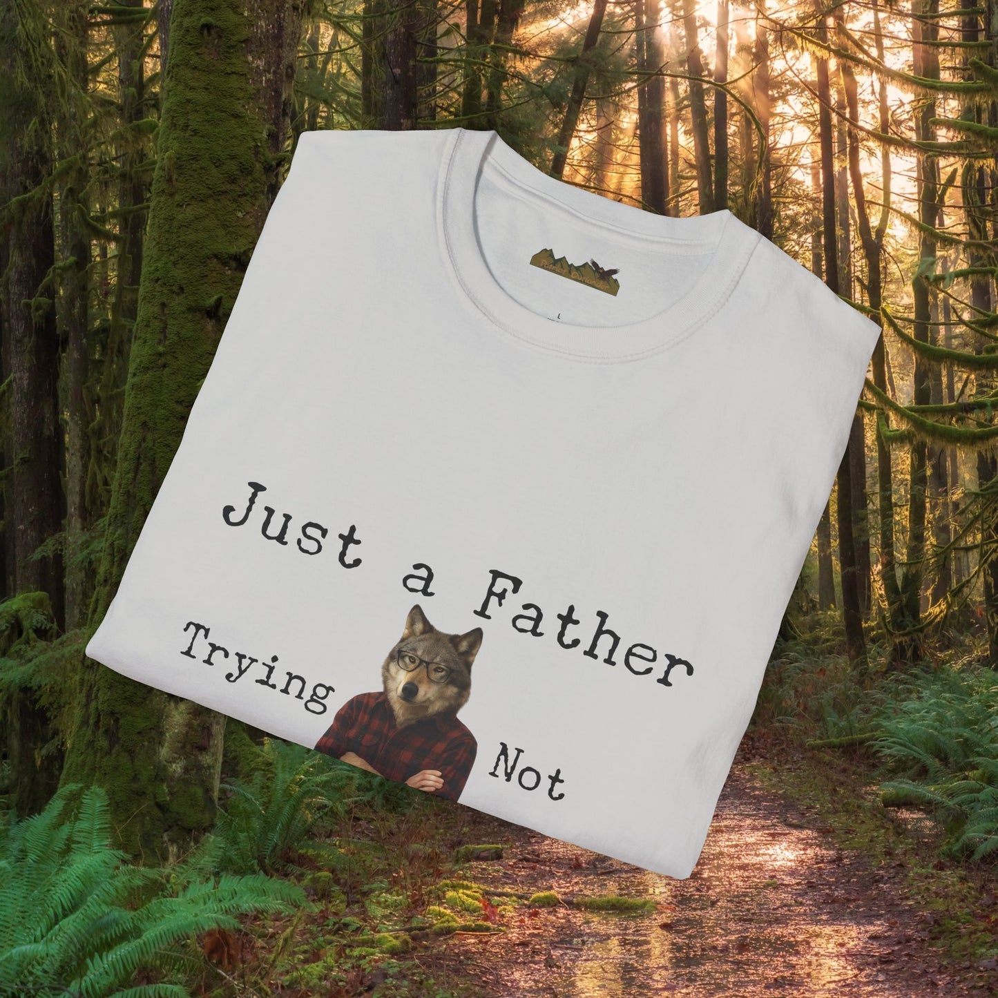 "Just a Father Trying Not to Raise Sheep" - Unisex Softstyle T-Shirt, Funny Dad Gift