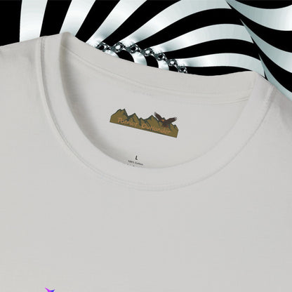 "We're All Mad Here" (Purple/Blue) Cheshire Cat Design - Unisex Softstyle T-Shirt