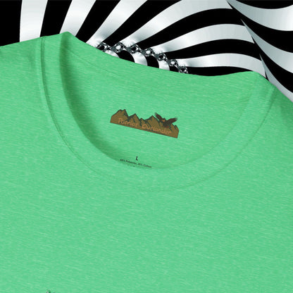 We're All Mad Here (Green) Unisex Softstyle T-Shirt - Whimsical Graphic Tee for Fans of Fantasy and Fun