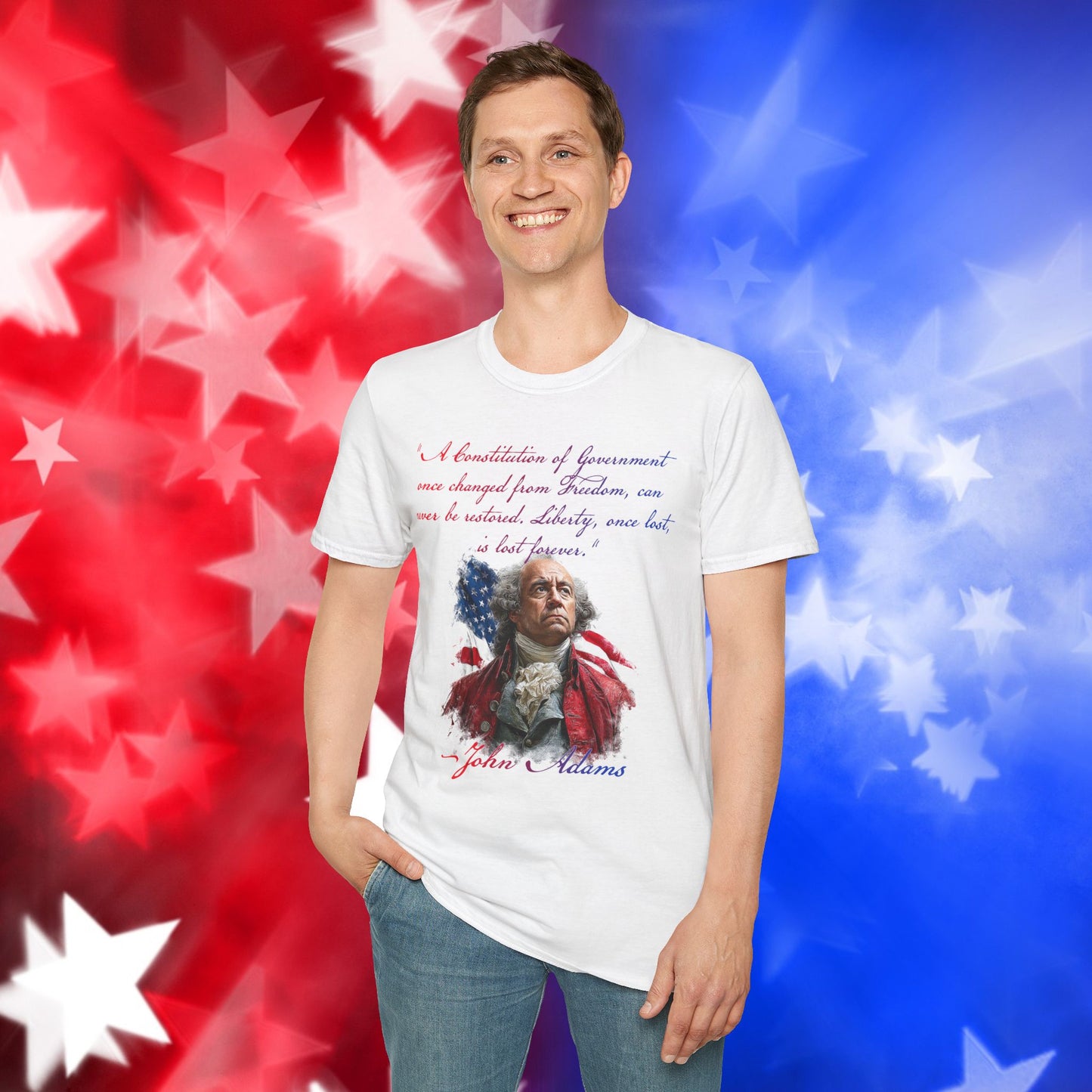 John Adams Style 1 - Independence Day - Softstyle Unisex T-Shirt