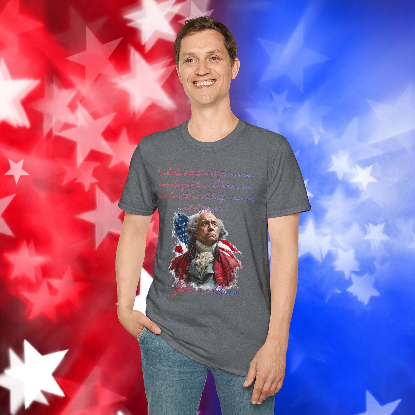 John Adams Style 1 - Independence Day - Softstyle Unisex T-Shirt