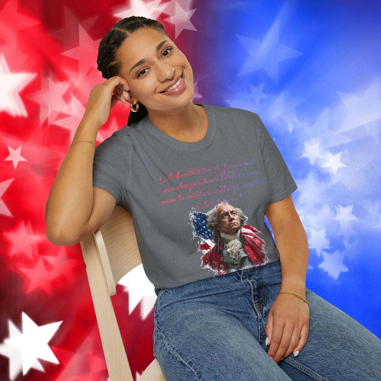 John Adams Style 1 - Independence Day - Softstyle Unisex T-Shirt