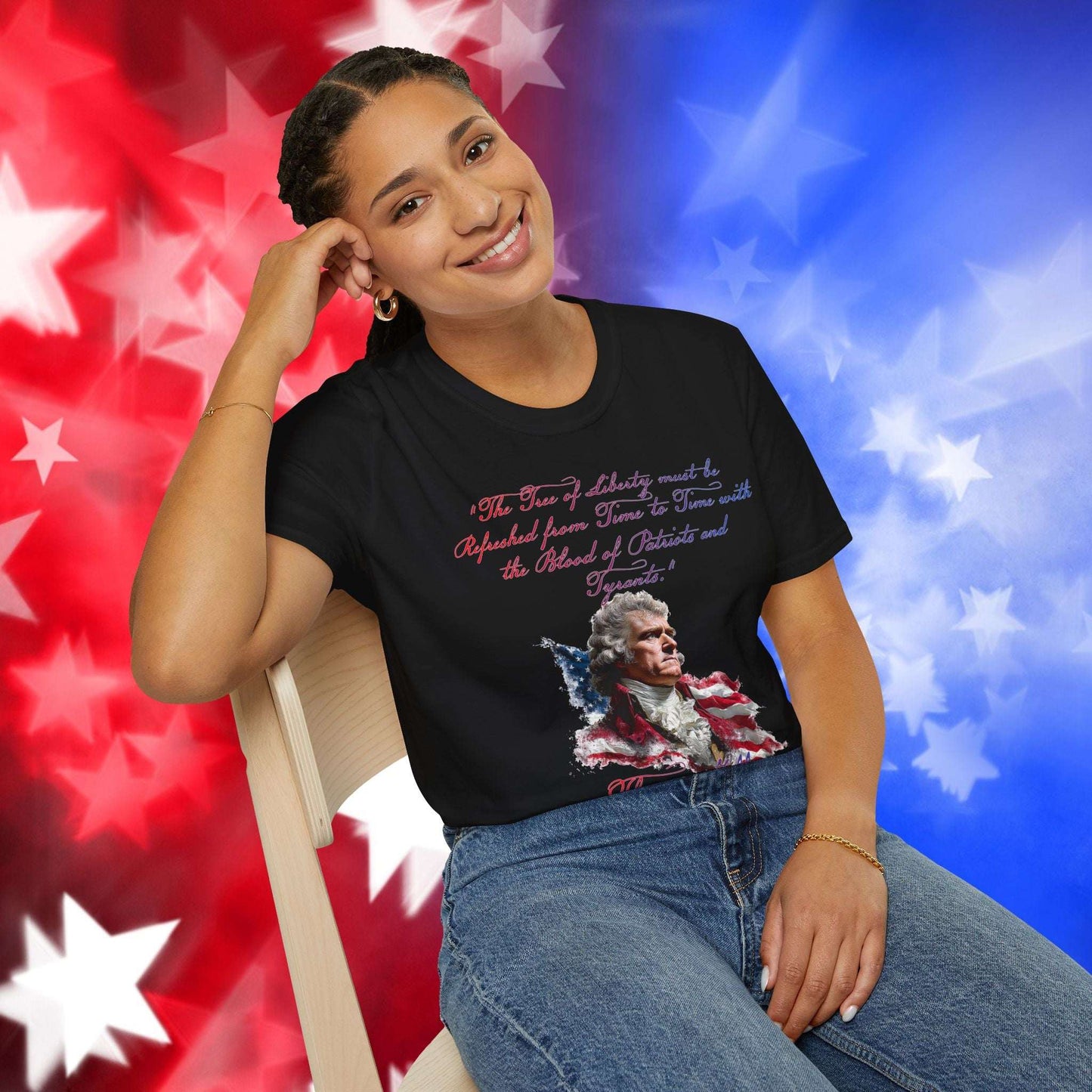 Thomas Jefferson Style 1 - Independence Day - Softstyle Unisex T-Shirt