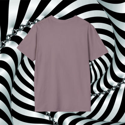 "We're All Mad Here" (Purple/Blue) Cheshire Cat Design - Unisex Softstyle T-Shirt