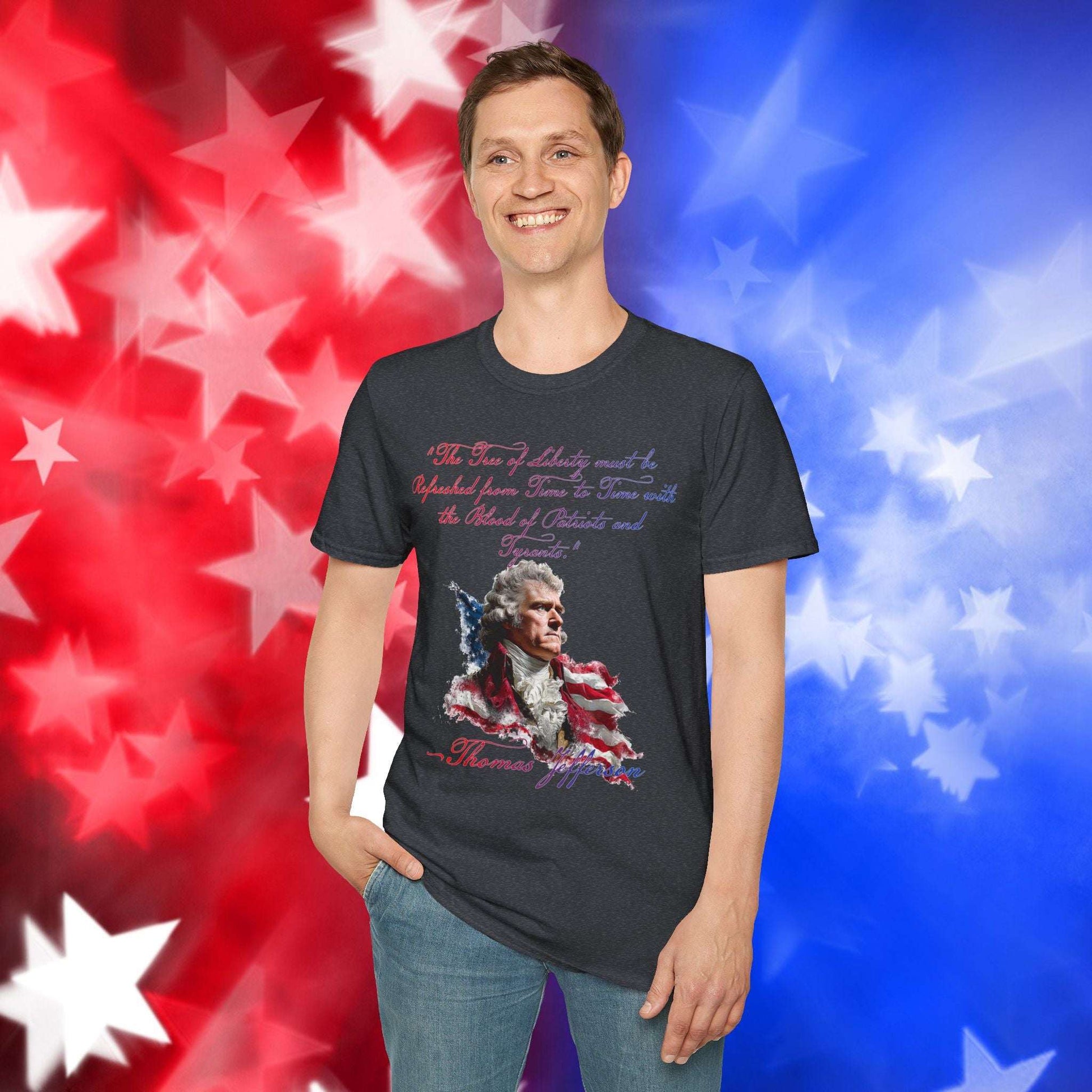 Thomas Jefferson Style 1 - Independence Day - Softstyle Unisex T-Shirt