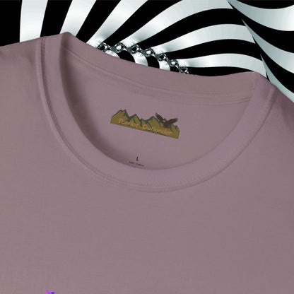 "We're All Mad Here" (Purple/Blue) Cheshire Cat Design - Unisex Softstyle T-Shirt