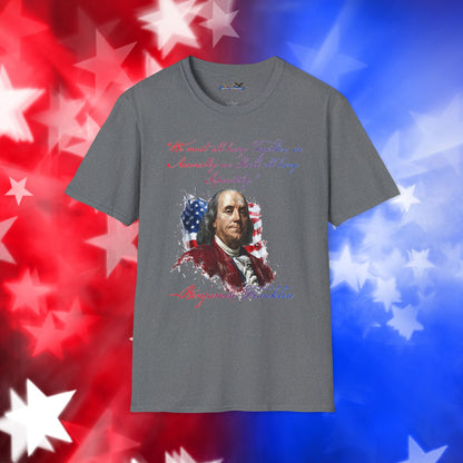 Benjamin Franklin Style 1 - Independence Day - Softstyle Unisex T-Shirt