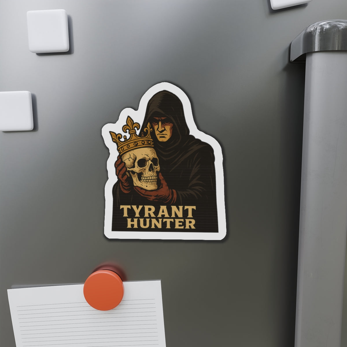 "Tyrant Hunter" - Die-Cut Magnet – Bold Design for Dark Aesthetics